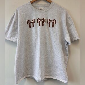100% Cotton Heather Gray Tee with Textured Football Bows